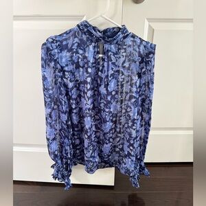 French Connection Floral Print Blouse in Blue
